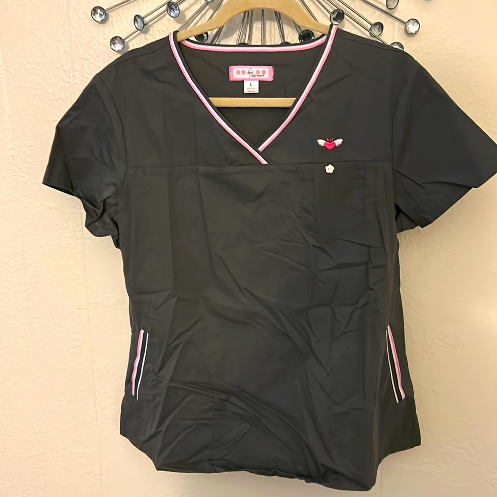 Gray scrub top